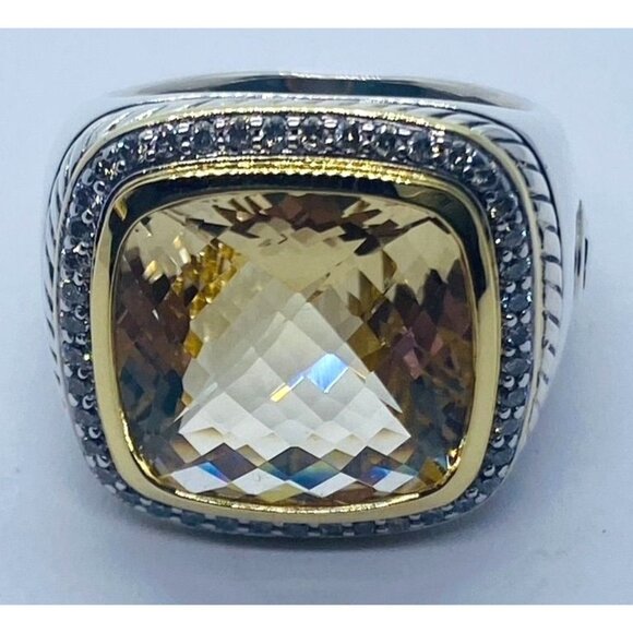 David Yurman Albion Citrine 18K Silver Diamond Ring - Picture 1 of 16